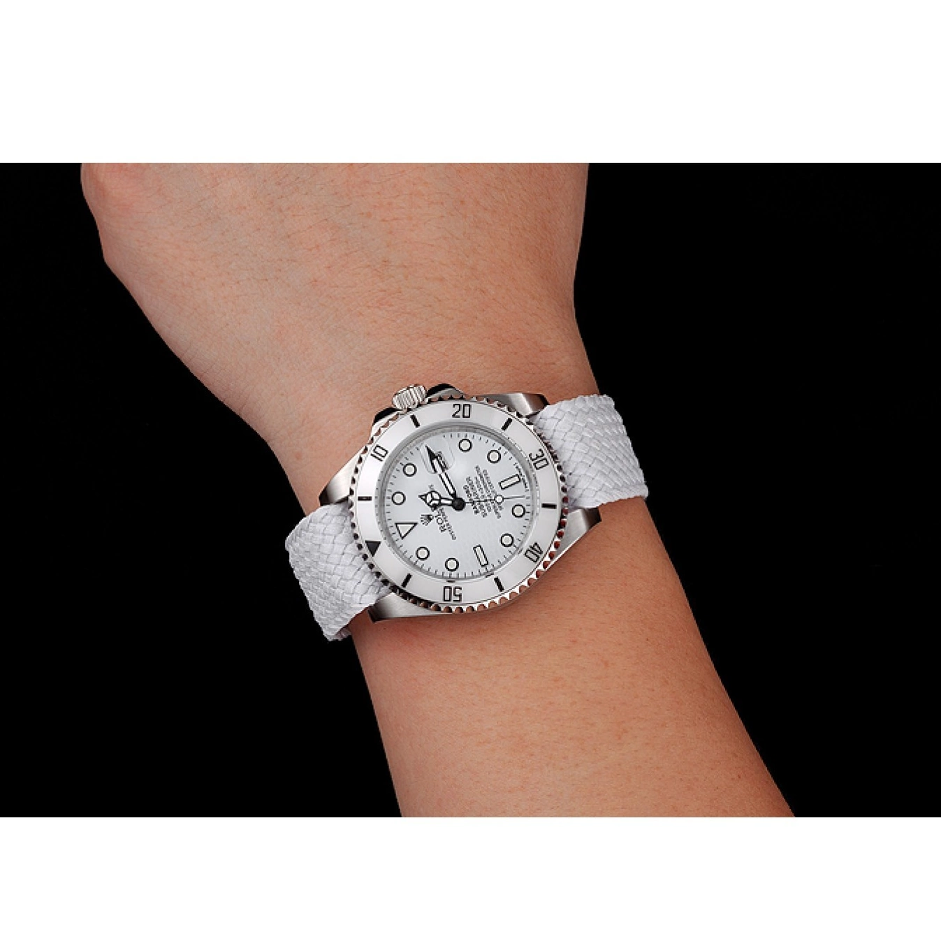 Aaa replica watch Fabric Rolex White Submariner White Bamford Dial Bracelet 1453867 0521